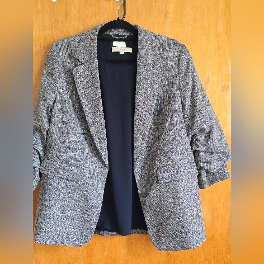 H&M Gray Blazer Classic Tailored Suit Jacket